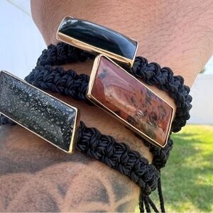 Signed Rainbow Obsidian Unisex Charles Albert Alchemia Woven Adjustable Bracelet